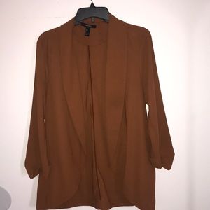 Linen-Blend Open-Front Blazer